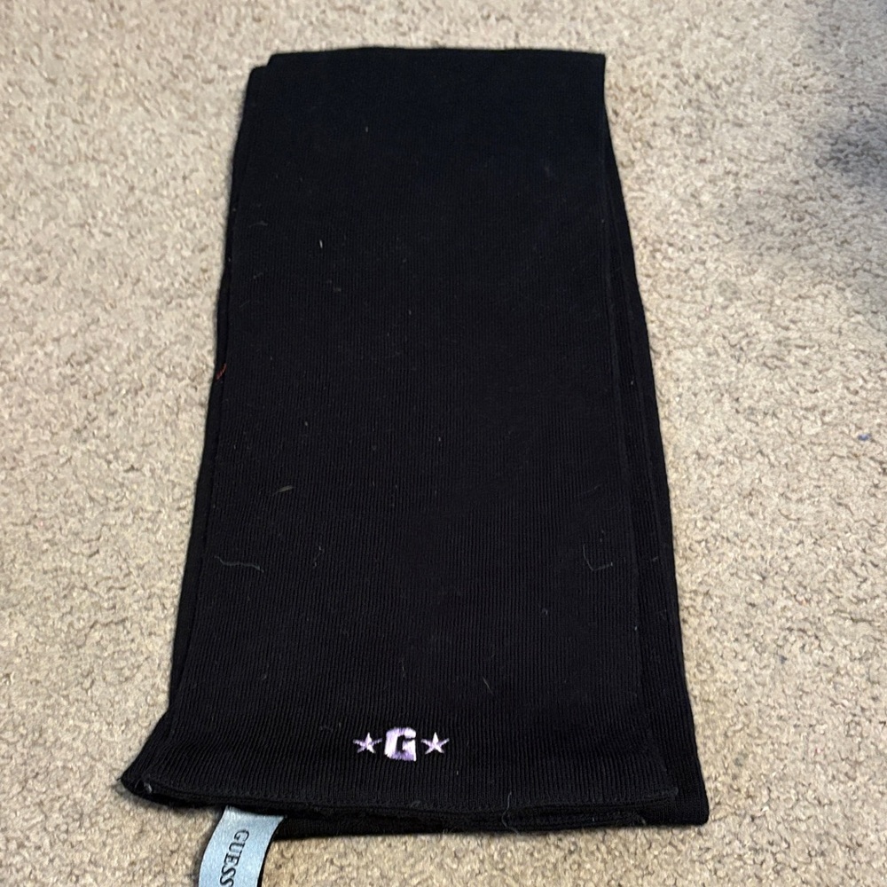 Guess Black Knit Scarf with Logo